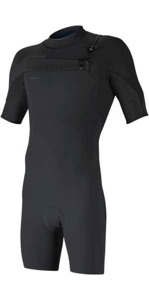 2026 O'Neill Mens Hyperfreak 2mm Chest Zip Shorty Wetsuit 5495 - Tempered Steel / Graphite